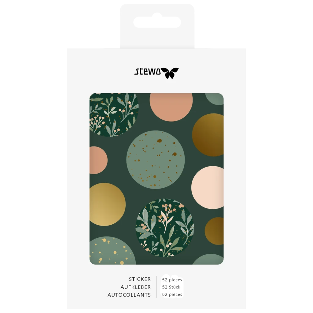 Aufkleber Bogen „Arona“ | 110×150 mm, dunkelgrün, 4 Blatt