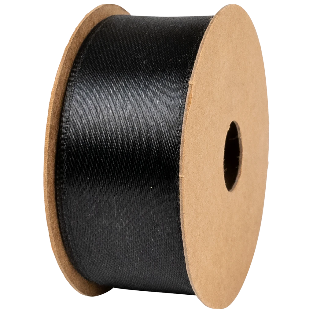 Geschenkband | Satin Polyester, 25 mm × 4 m, schwarz