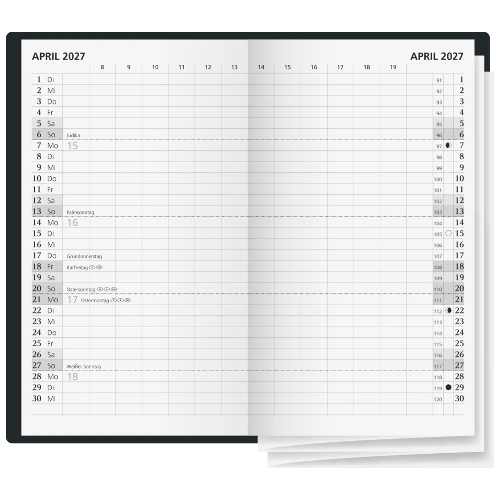 Taschenkalender 2027 | A6, Kunststoff, schwarz