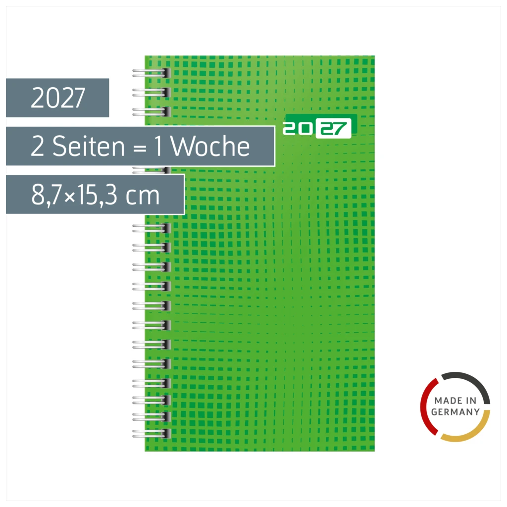 Taschenkalender Colour Line Mod. Taschenplaner int. 2027 | A6, Papier, grün