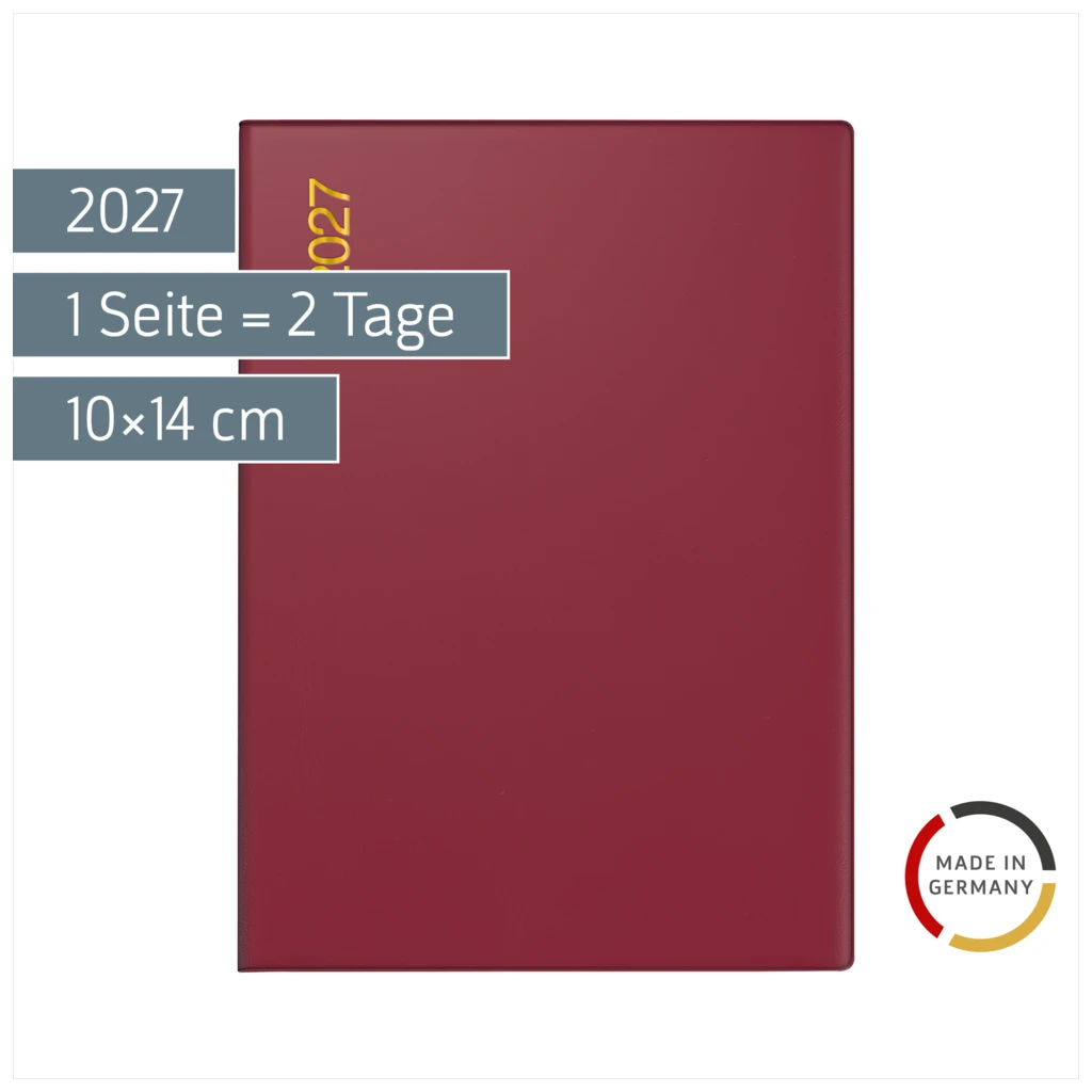 Taschenkalender Mod. Technik II 2027 | A6, Kunststoff, bordeaux