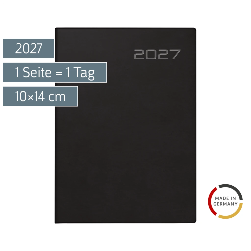 Taschenkalender Mod. Technik III 2027 | A6, Kunststoff, schwarz