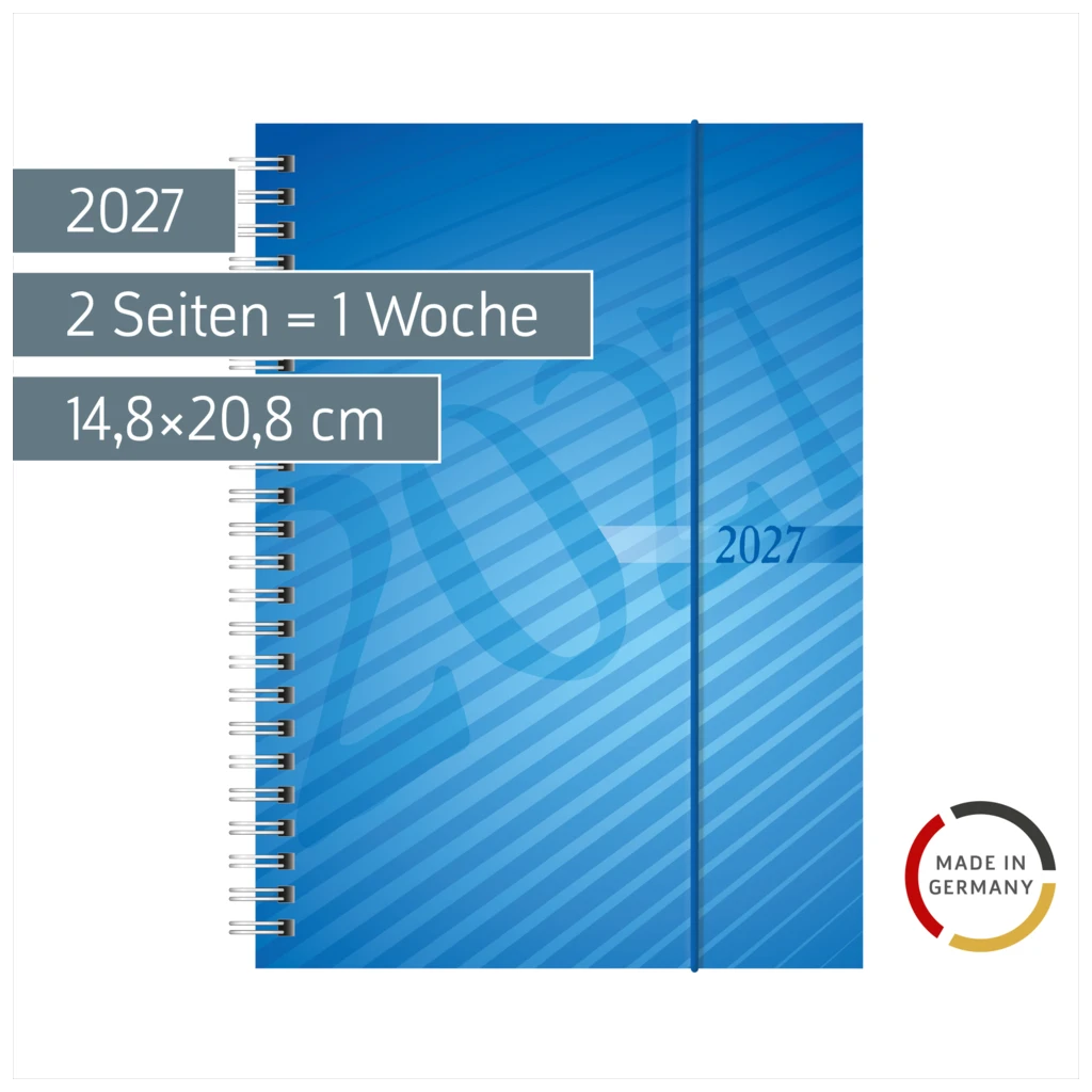 Buchkalender Mod. futura 2 2027 | A5, Kunststoff, blau