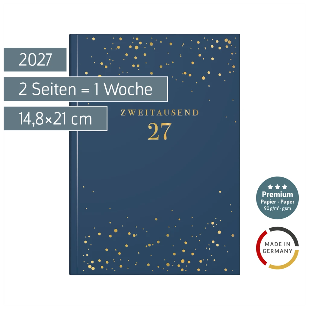 Buchkalender Premium Young Line 2027 „Starry Night“ | A5, Kunstleder