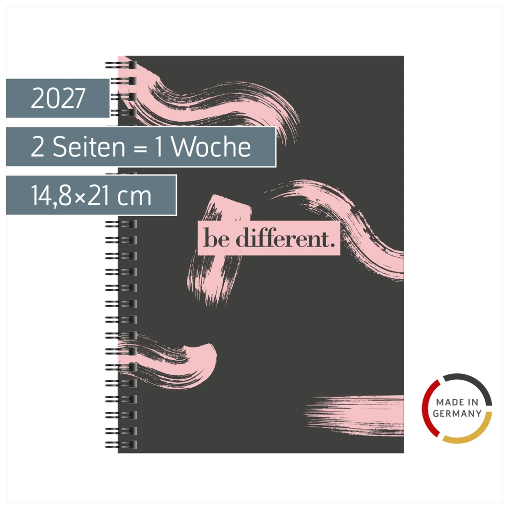 Buchkalender Design Line Mod. Timing 1 2027 „be different“ | A5, Papier
