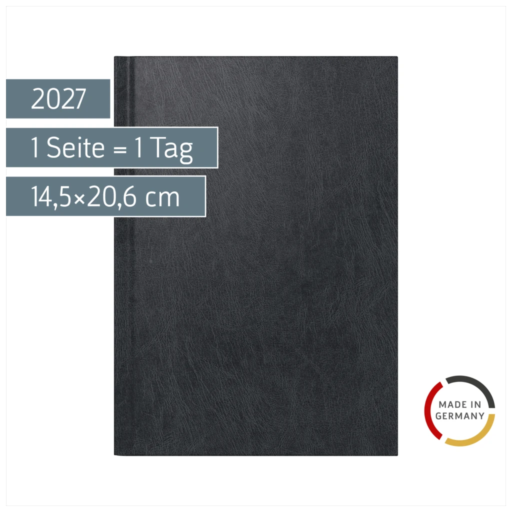 Buchkalender Mod. Chefplaner 2027 | A5, Kunststoff, schwarz