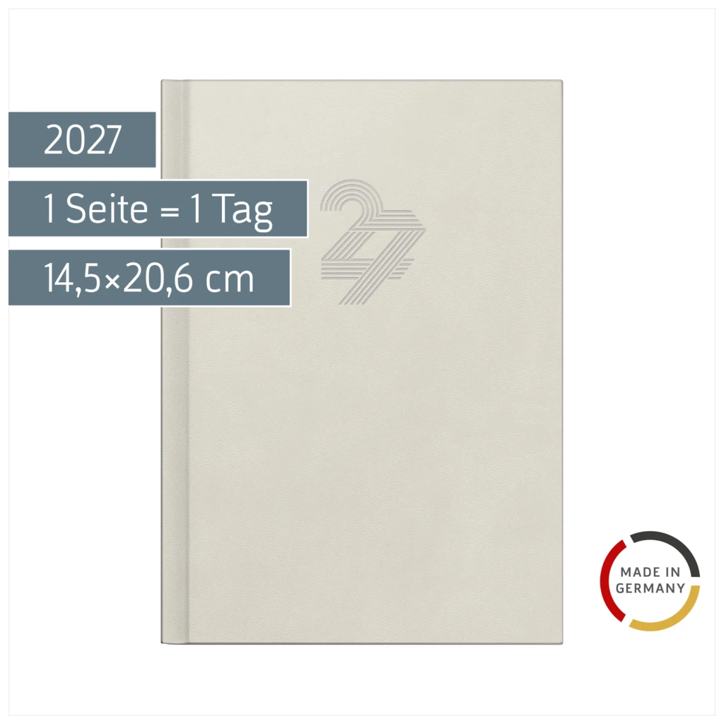 Buchkalender Mod. Chefplaner 2027 „Grey“ | A5, Kunstleder