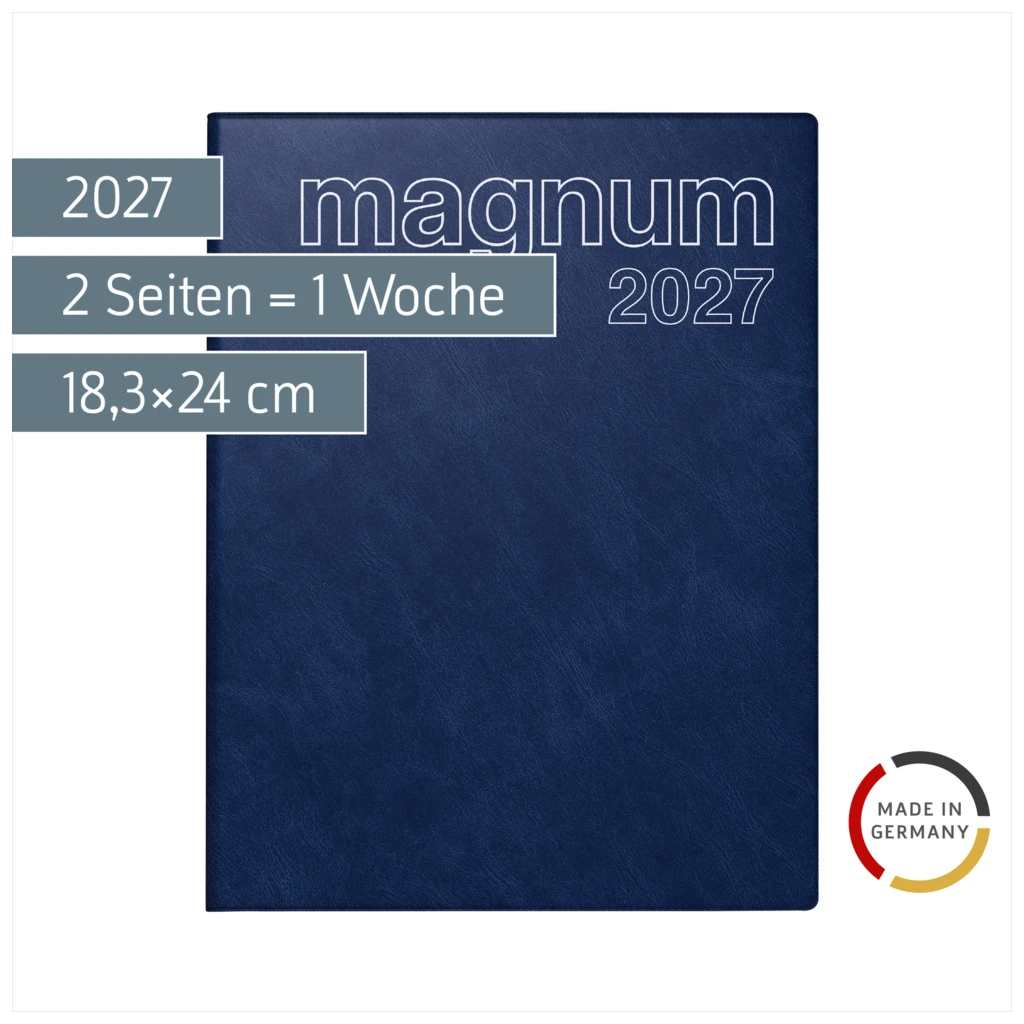 Buchkalender Mod. magnum 2027 | 18,3×24 cm, Kunststoff, dunkelblau