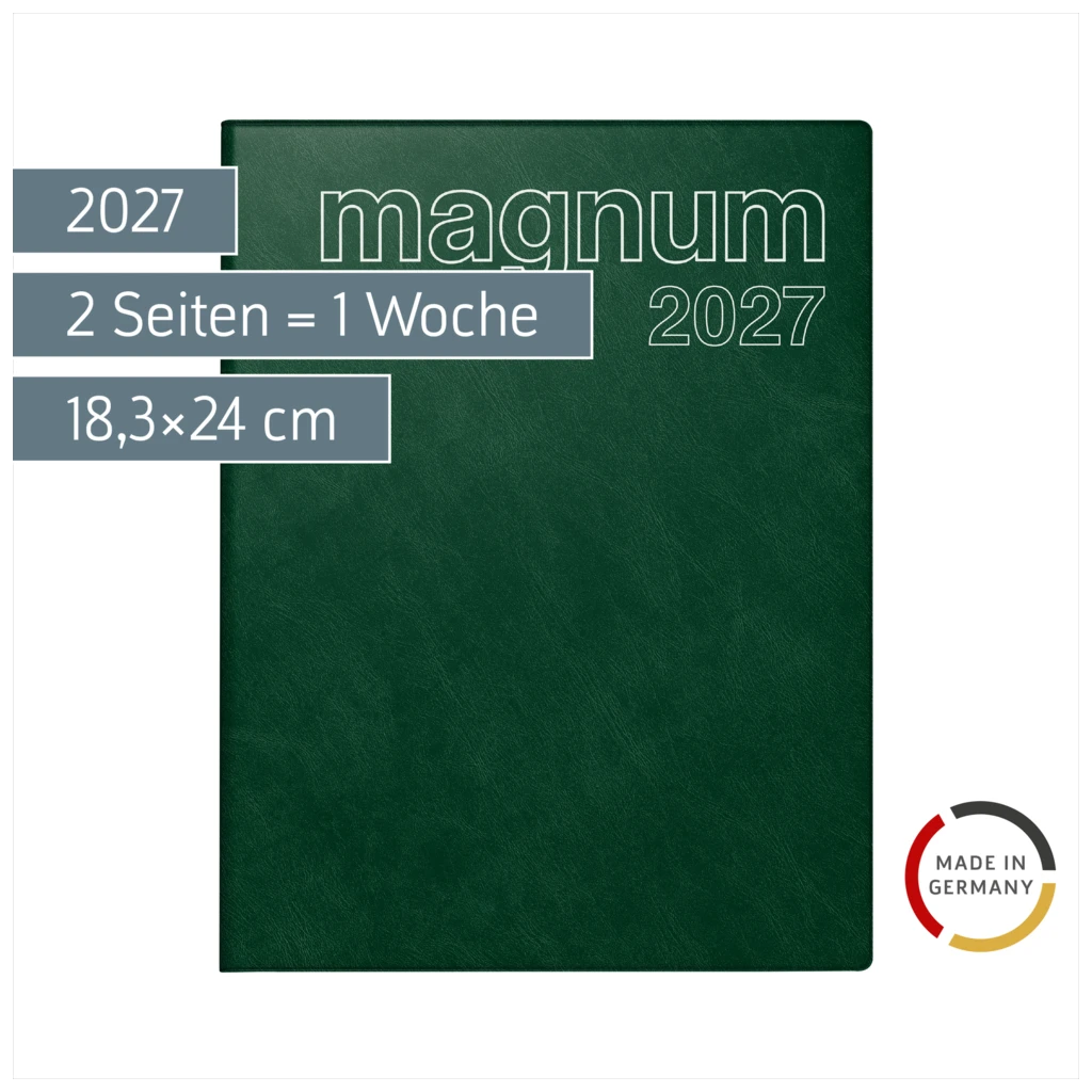 Buchkalender Mod. magnum 2027 | 18,3×24 cm, Kunststoff, dunkelgrün