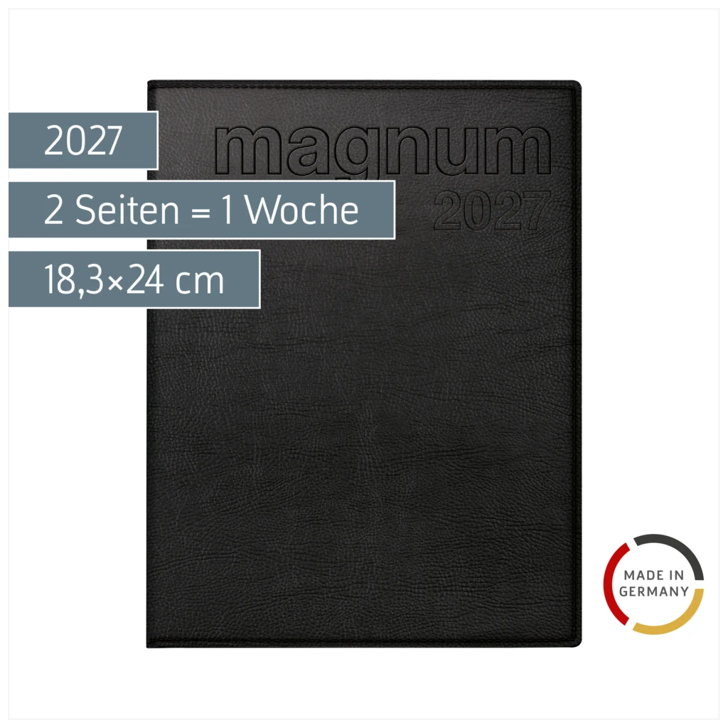 Buchkalender Mod. magnum 2027 | 18,3×24 cm, Kunstleder, schwarz
