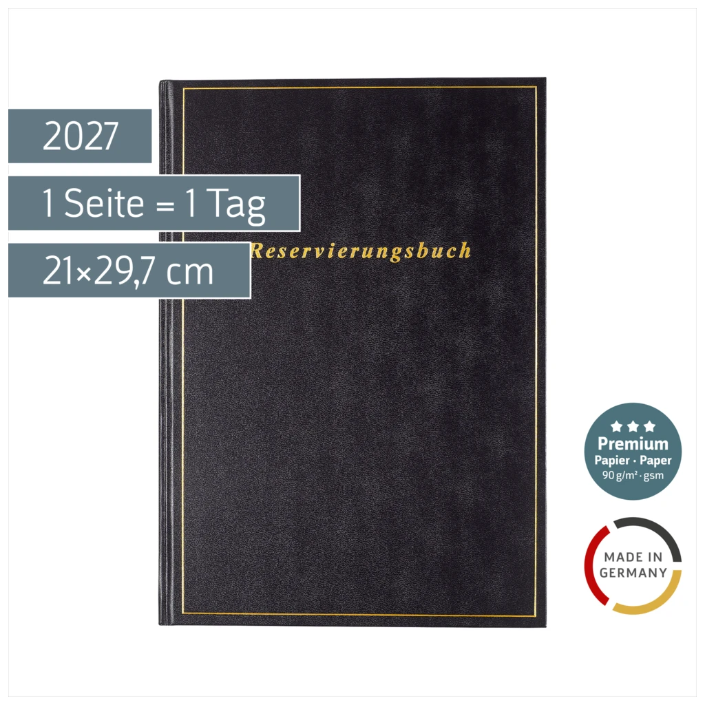 Reservierungsbuch Premium 2027 | A4, Kunststoff, schwarz