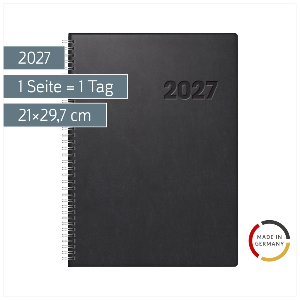 Buchkalender Mod. Conform 2027 | A4, Kunststoff, schwarz
