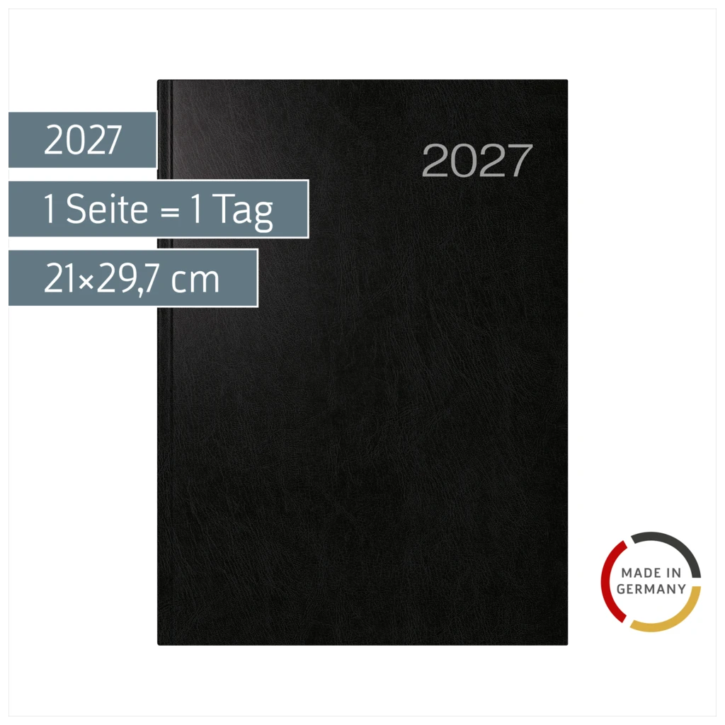 Buchkalender Mod. Conform 2027 | A4, Kunststoff, schwarz