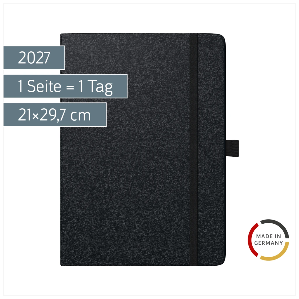 Buchkalender Mod. Conform 2027 | A4, Kunststoff, schwarz
