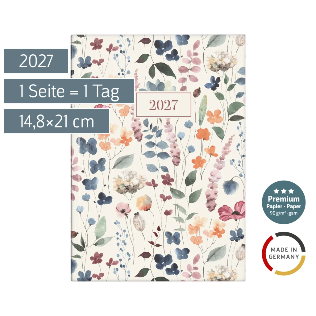 Buchkalender Premium Young Line 2027 „Watercolor“ | A5, Papier