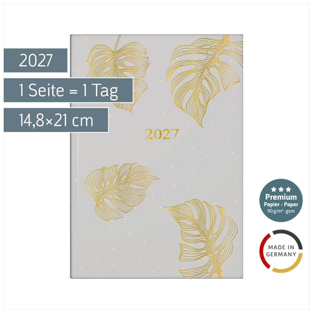 Buchkalender Premium Young Line 2027 „Monstera“ | A5, Papier