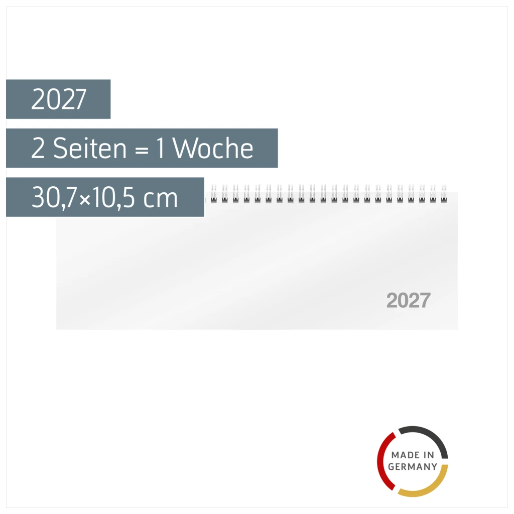 Querterminbuch Mod. ac-Wochenquerterminer 2027 | 30,7×10,5 cm, Karton, weiß