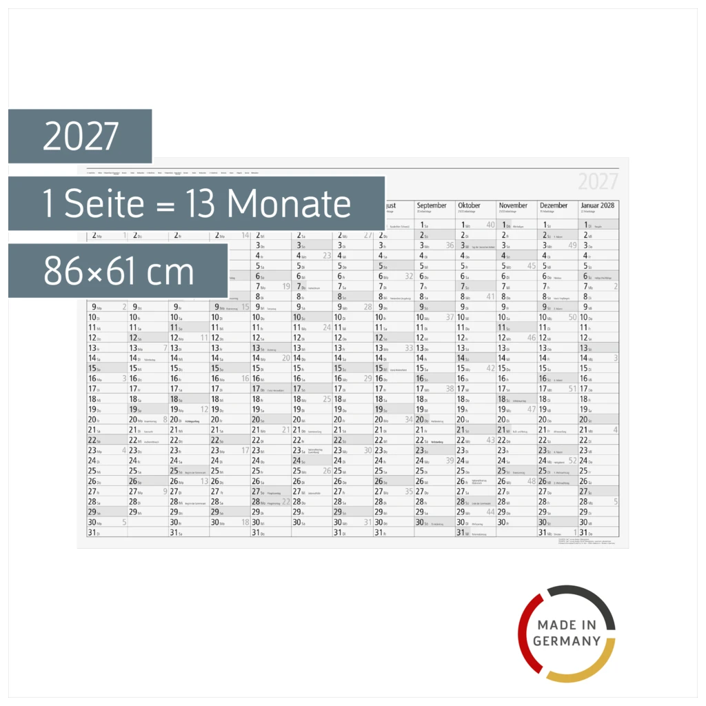 Plakatkalender Mod. young design PLUS 2027 | 86×61 cm