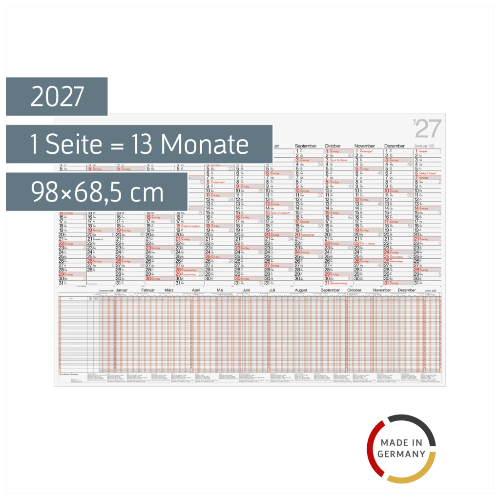 Plakatkalender Mod. Kombi 2027 | 98×68,5 cm
