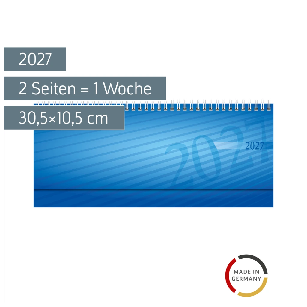 Querterminbuch Mod. septant 2027 | 30,5×10,5 cm, Kunststoff, blau