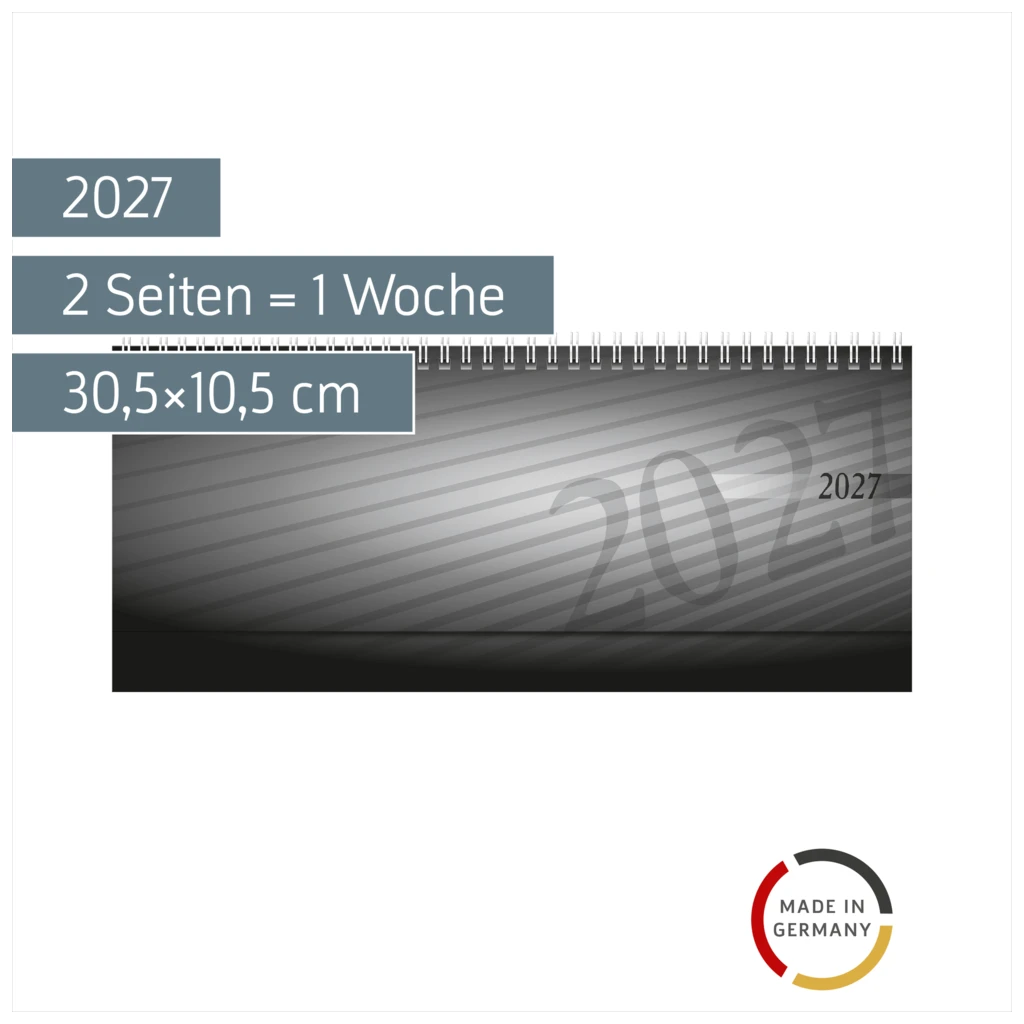 Querterminbuch Mod. septant 2027 | 30,5×10,5 cm, Kunststoff, anthrazit