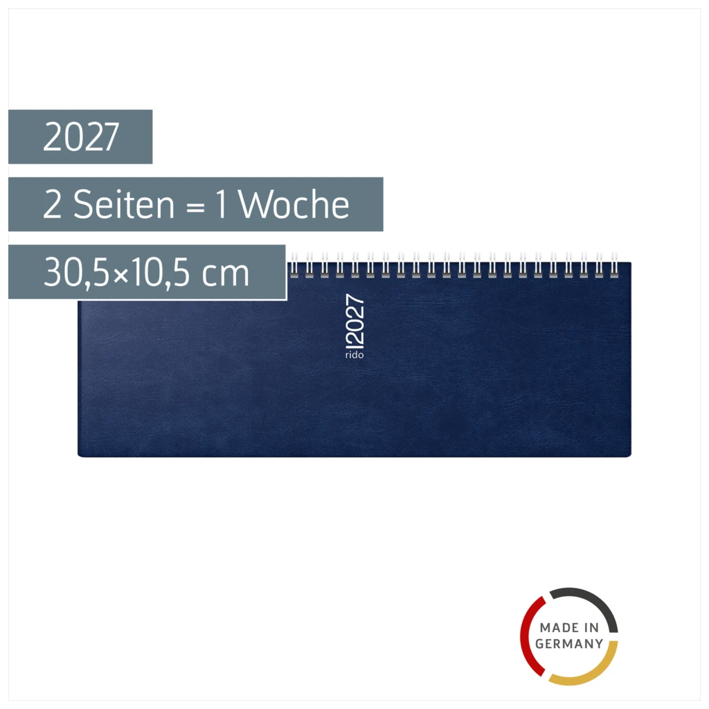 Querterminbuch Mod. septant 2027 | 30,5×10,5 cm, Kunststoff, dunkelblau