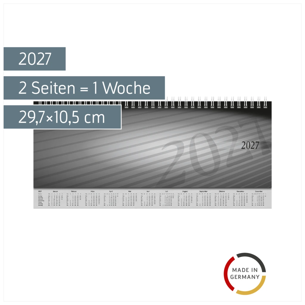 Querterminbuch Mod. Sequenz 2027 | 29,7×10,5 cm, Karton, schwarz