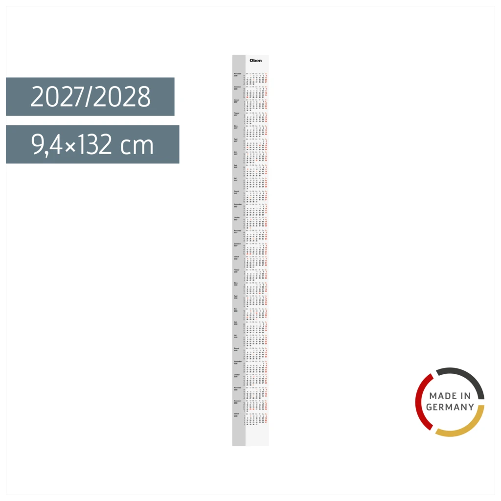 2-Jahres-Ersatzkalendarium 2027/2028 | 9,4×132 cm