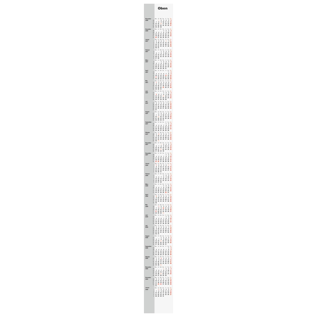 2-Jahres-Ersatzkalendarium 2027/2028 | 9,4×132 cm