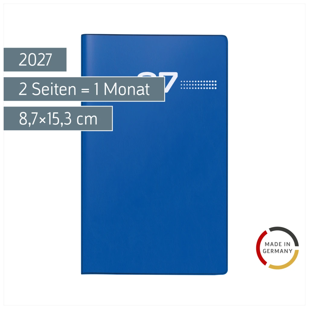 Taschenkalender Mod. M-Planer 2027 | A6, Kunststoff, blau