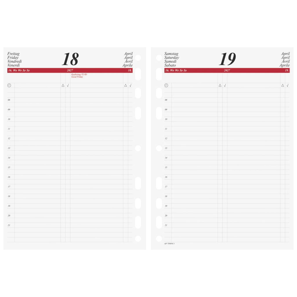 Tageskalendarium Timing 1 2027 | A5