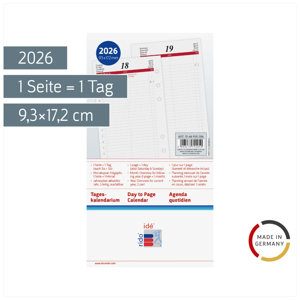 Tageskalendarium Timing 2 2026 | 9,3×17,2 cm