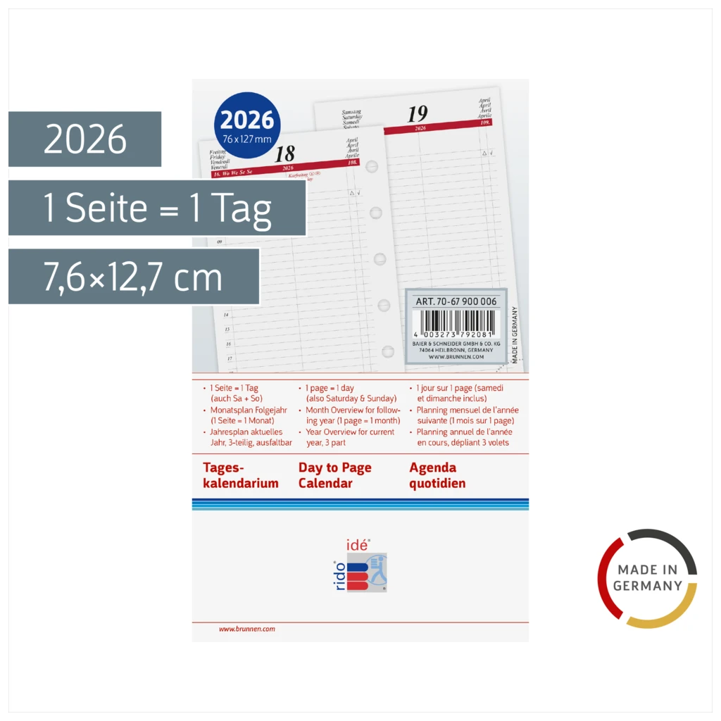 Tageskalendarium Timing 3 2026 | A7