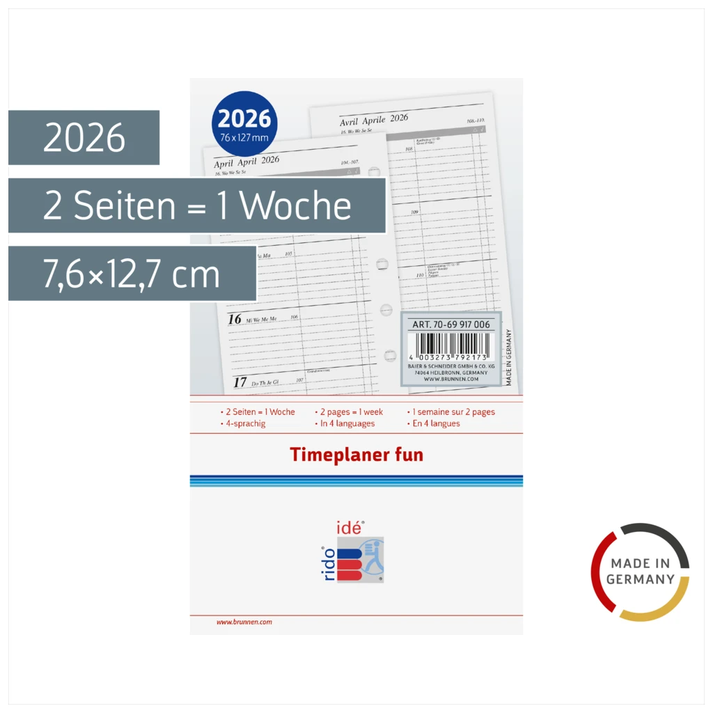 Wochenkalendarium Timeplaner fun 2026 | A7