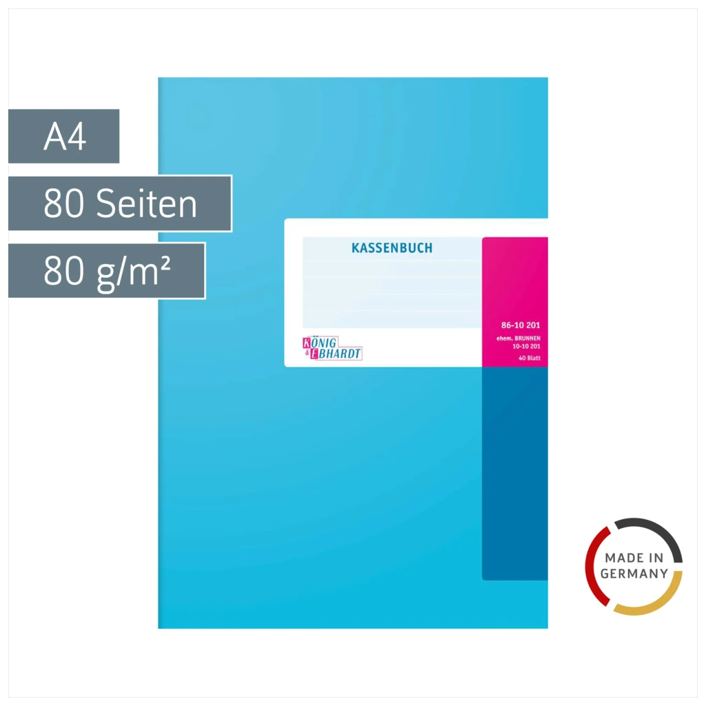 Kassenbuch | A4, 80 Seiten, Karton, magenta/hellblau