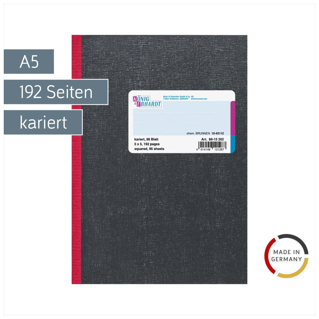 Kladde | A5, 192 Seiten, kariert, Karton, schwarz